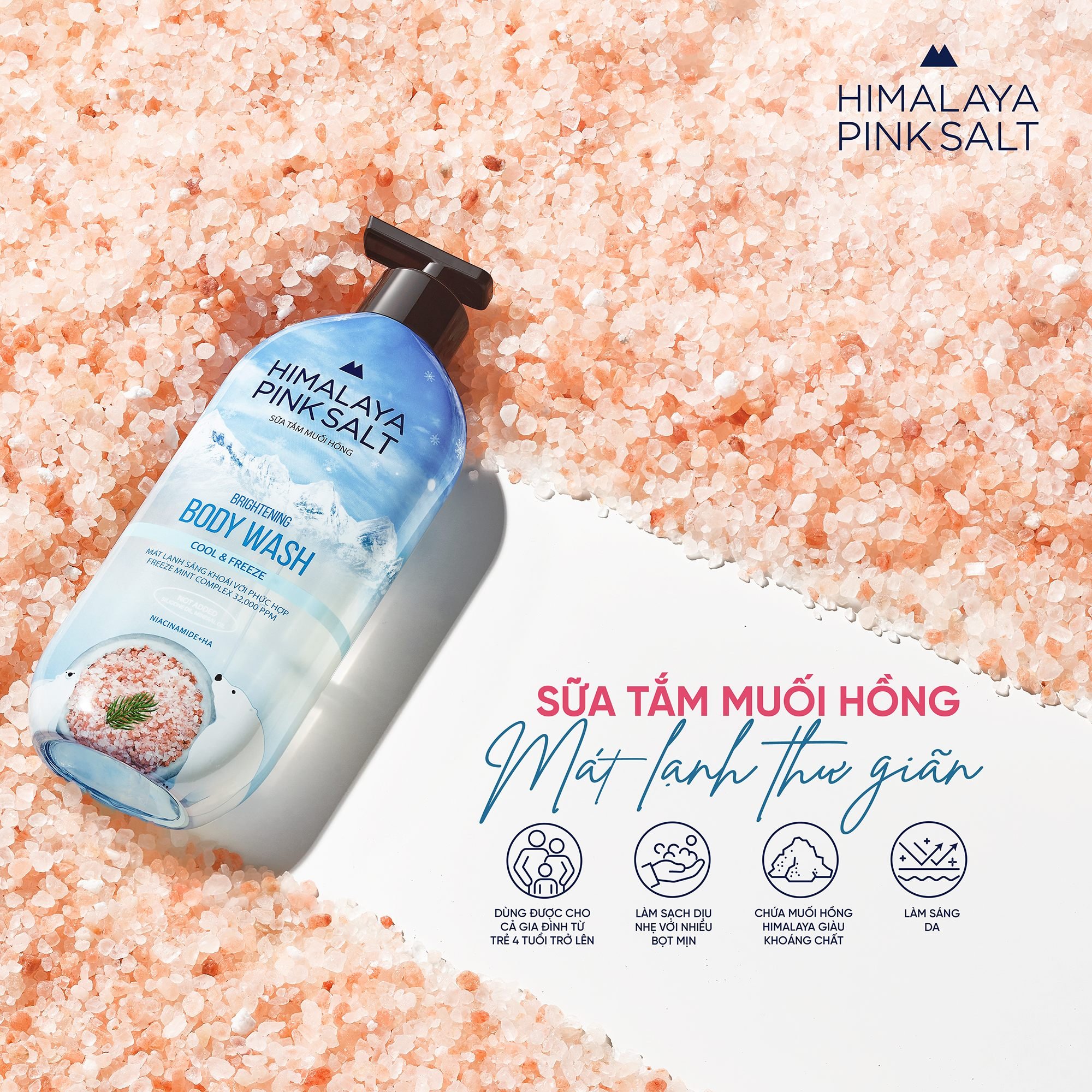 Sữa tắm muối hồng Himalaya Mát lạnh thư giãn Cool & Freeze 500G