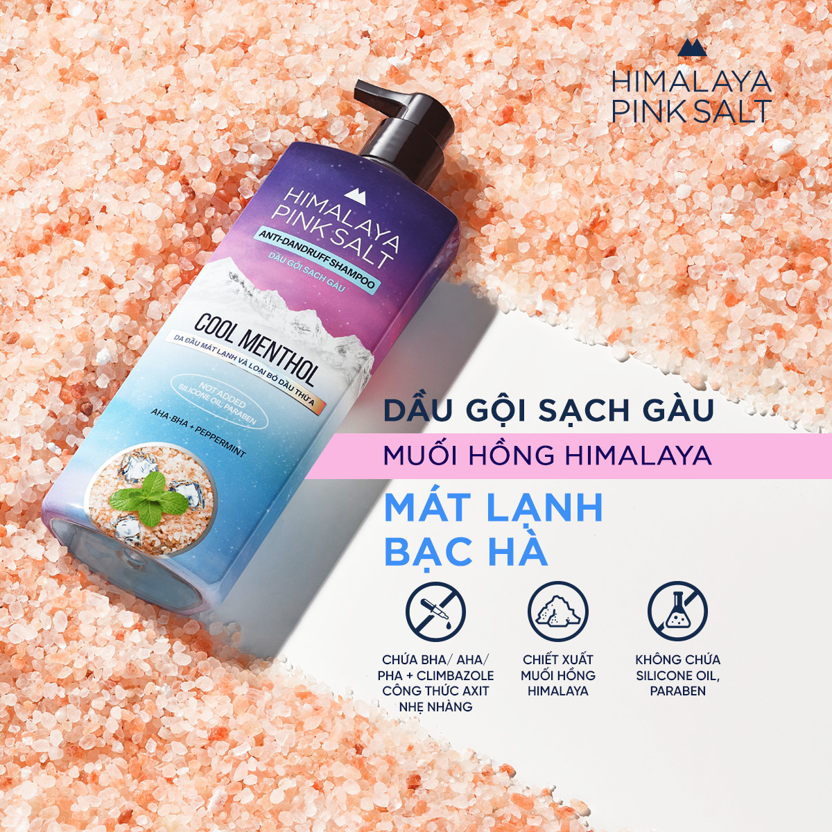 Dầu gội sạch gàu muối hồng Himalaya mát lạnh bạc hà Cool Menthol 650ml