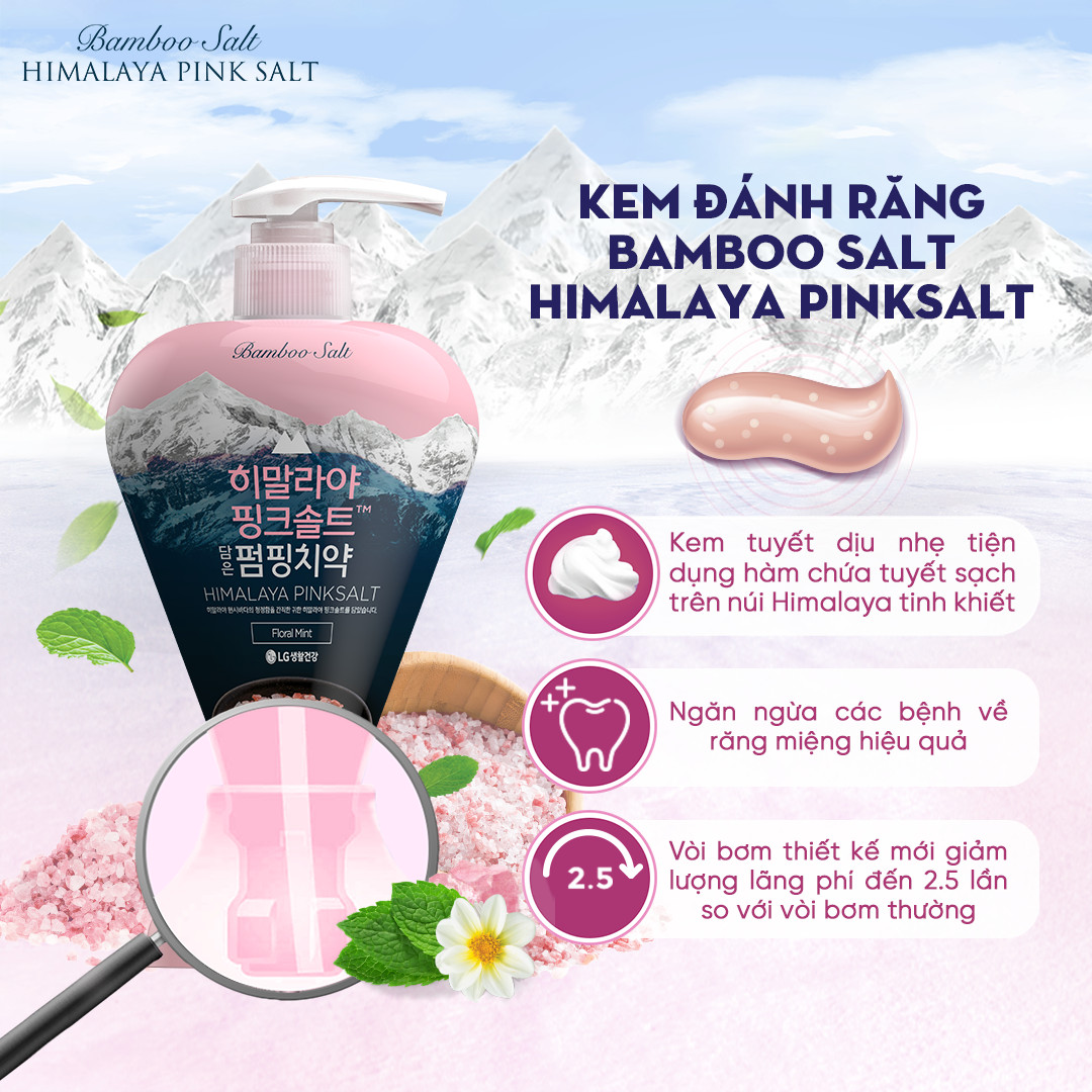 Kem đánh răng Bamboo Salt Himalaya Pink Salt Floral Mint 285g