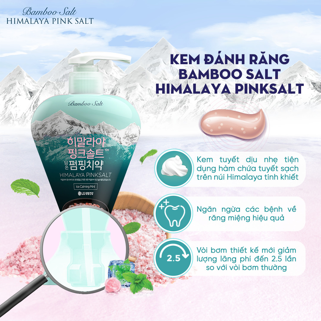 Kem đánh răng Bamboo Salt Himalaya Pink Salt Ice Calming Mint 285g