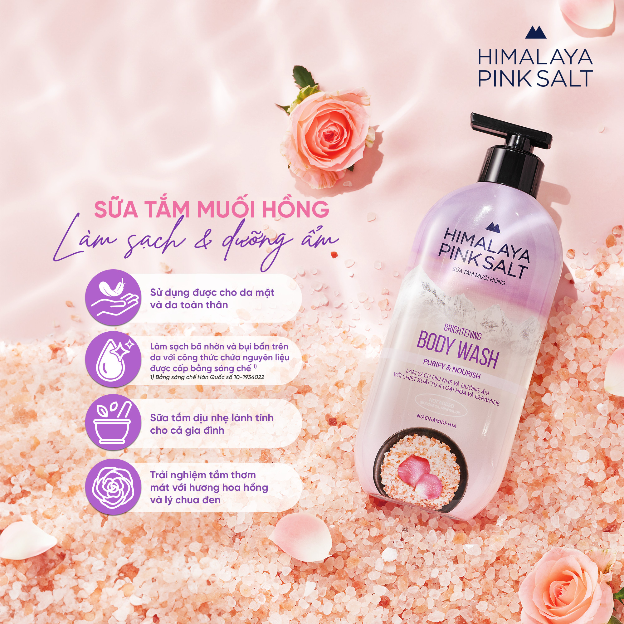 Sữa tắm muối hồng Himalaya  Làm sạch và Dưỡng ẩm Purify & Nourish 500g